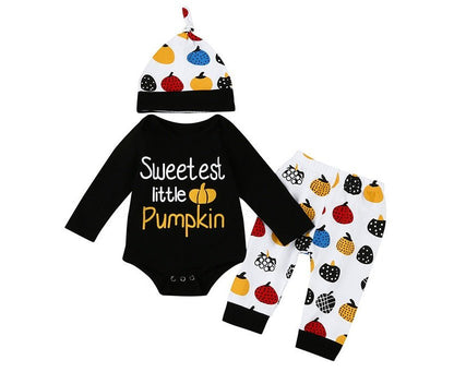 Children's Wear Amazon Halloween Baby Costume Pumpkin Head Letters Haber Set Three Piece Set - 0 - Scribble Snacks