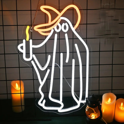 Cowboy Ghost LED Wall Art - Halloween - LED Lighting & Neon Signs - Scribble Snacks