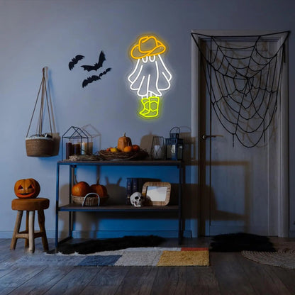 Cowboy Ghost LED Wall Art - Halloween - LED Lighting & Neon Signs - Scribble Snacks