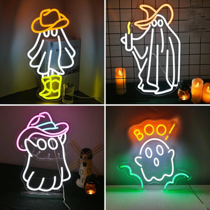 Cowboy Ghost LED Wall Art - Halloween - LED Lighting & Neon Signs - Scribble Snacks