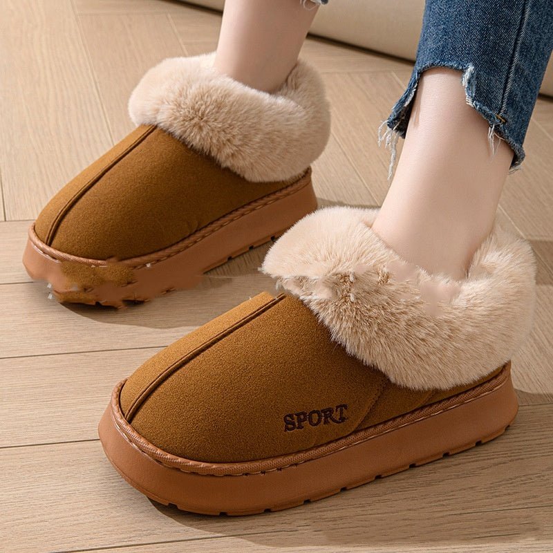 Cozy Plush Soft Slippers Shoes For Women Non - Slip Platform Shoes With Faux Fur Lining Mute Sole And Comfortable Fit For Indoor Wear - 0 - Scribble Snacks