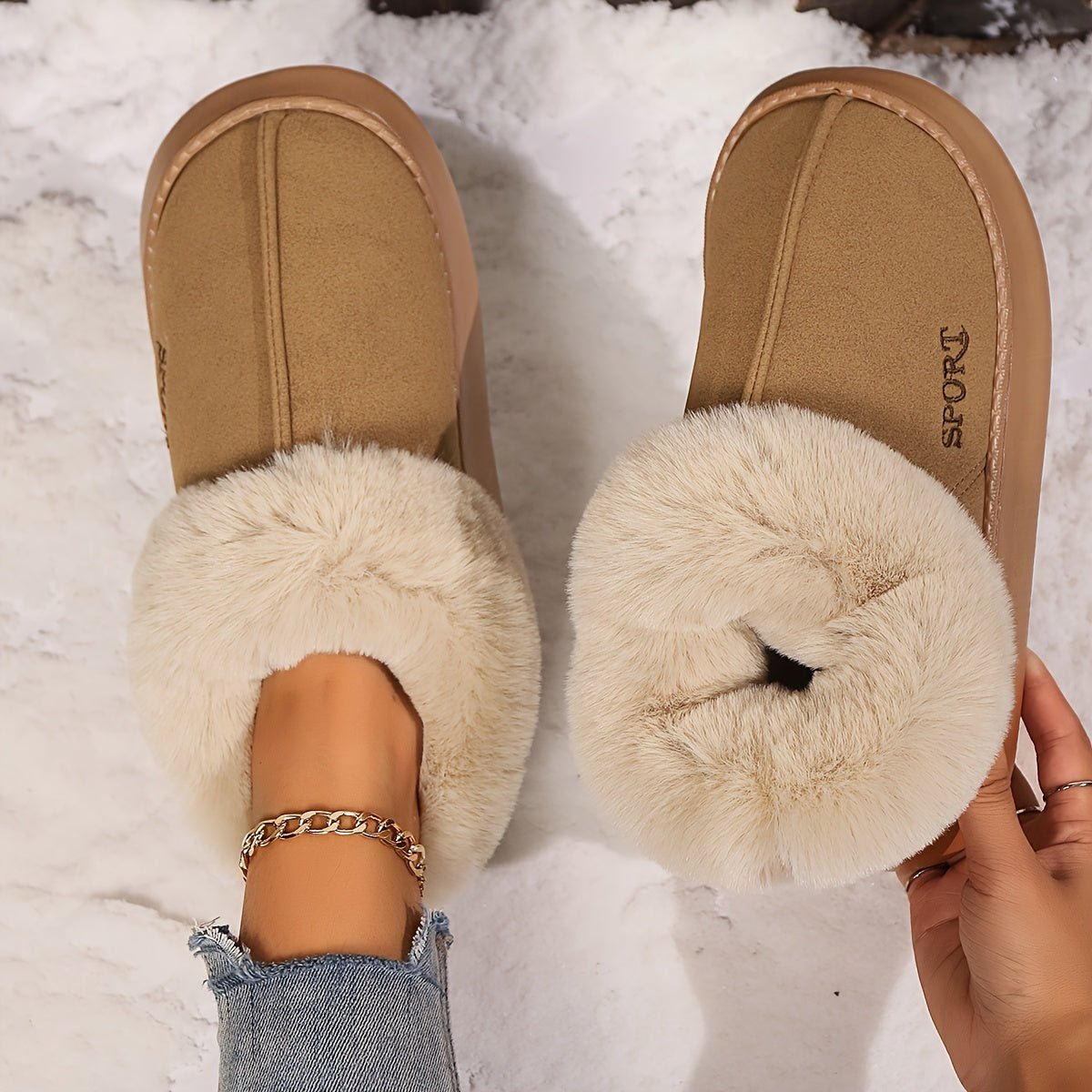 Cozy Plush Soft Slippers Shoes For Women Non - Slip Platform Shoes With Faux Fur Lining Mute Sole And Comfortable Fit For Indoor Wear - 0 - Scribble Snacks