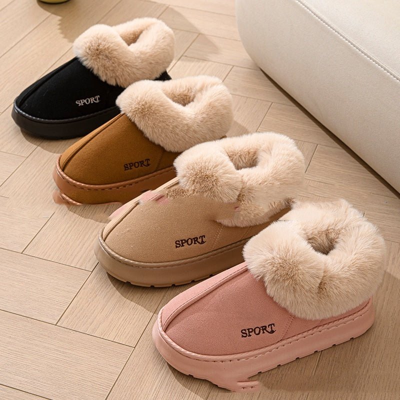 Cozy Plush Soft Slippers Shoes For Women Non - Slip Platform Shoes With Faux Fur Lining Mute Sole And Comfortable Fit For Indoor Wear - 0 - Scribble Snacks