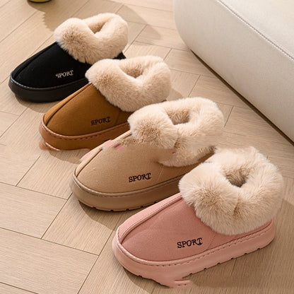 Cozy Plush Soft Slippers Shoes For Women Non - Slip Platform Shoes With Faux Fur Lining Mute Sole And Comfortable Fit For Indoor Wear - 0 - Scribble Snacks