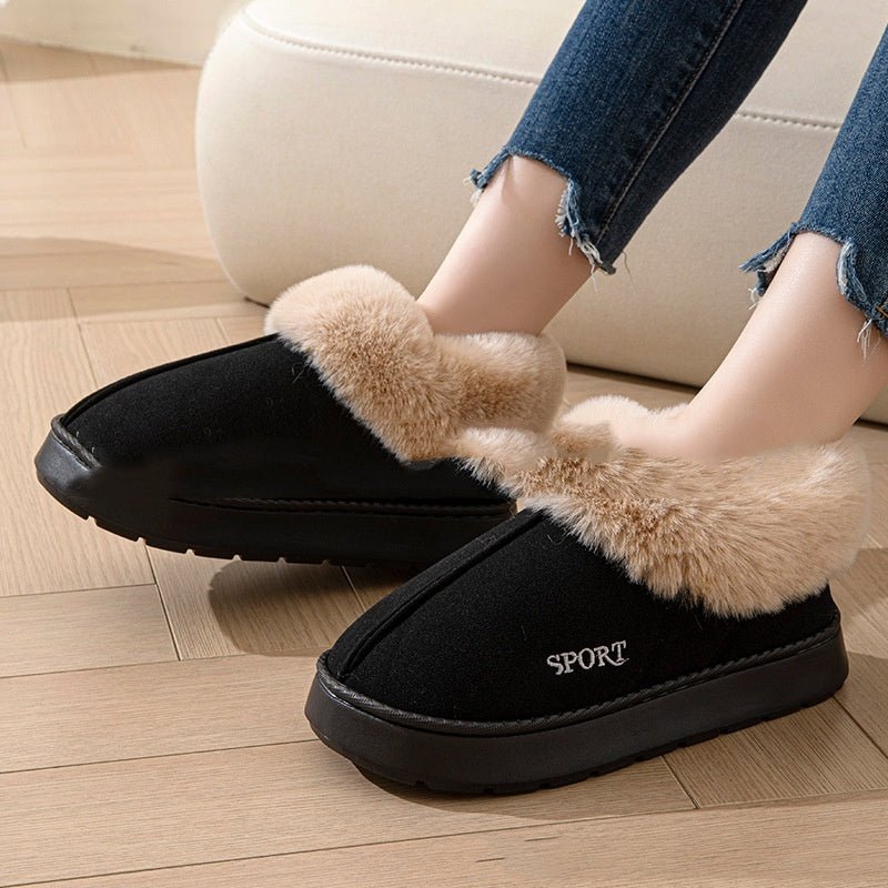 Cozy Plush Soft Slippers Shoes For Women Non - Slip Platform Shoes With Faux Fur Lining Mute Sole And Comfortable Fit For Indoor Wear - 0 - Scribble Snacks