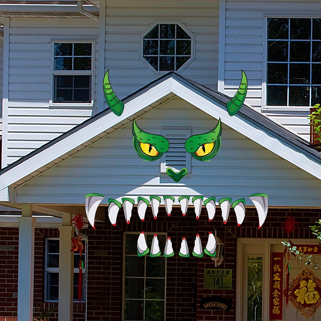 Creative Halloween Plastic Eyes Halloween Decoration Green Monster Halloween Door Sticker Decoration - 0 - Scribble Snacks