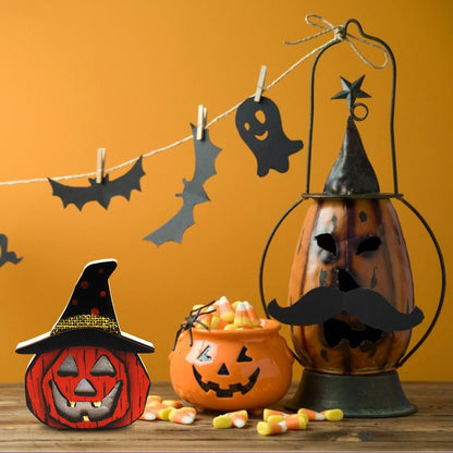 Creative Halloween Wooden Pumpkin Lamp Halloween Decorations - 0 - Scribble Snacks