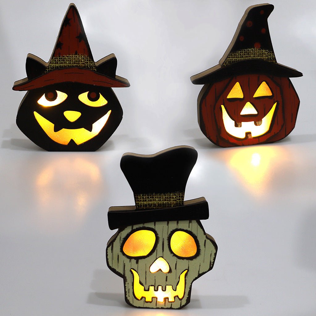 Creative Halloween Wooden Pumpkin Lamp Halloween Decorations - 0 - Scribble Snacks