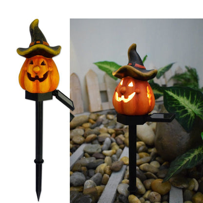 Creative Solar Outdoor Garden Halloween Pumpkin Lantern Resin Handicrafts Garden Festival Atmosphere Decorative Insert Light - 0 - Scribble Snacks