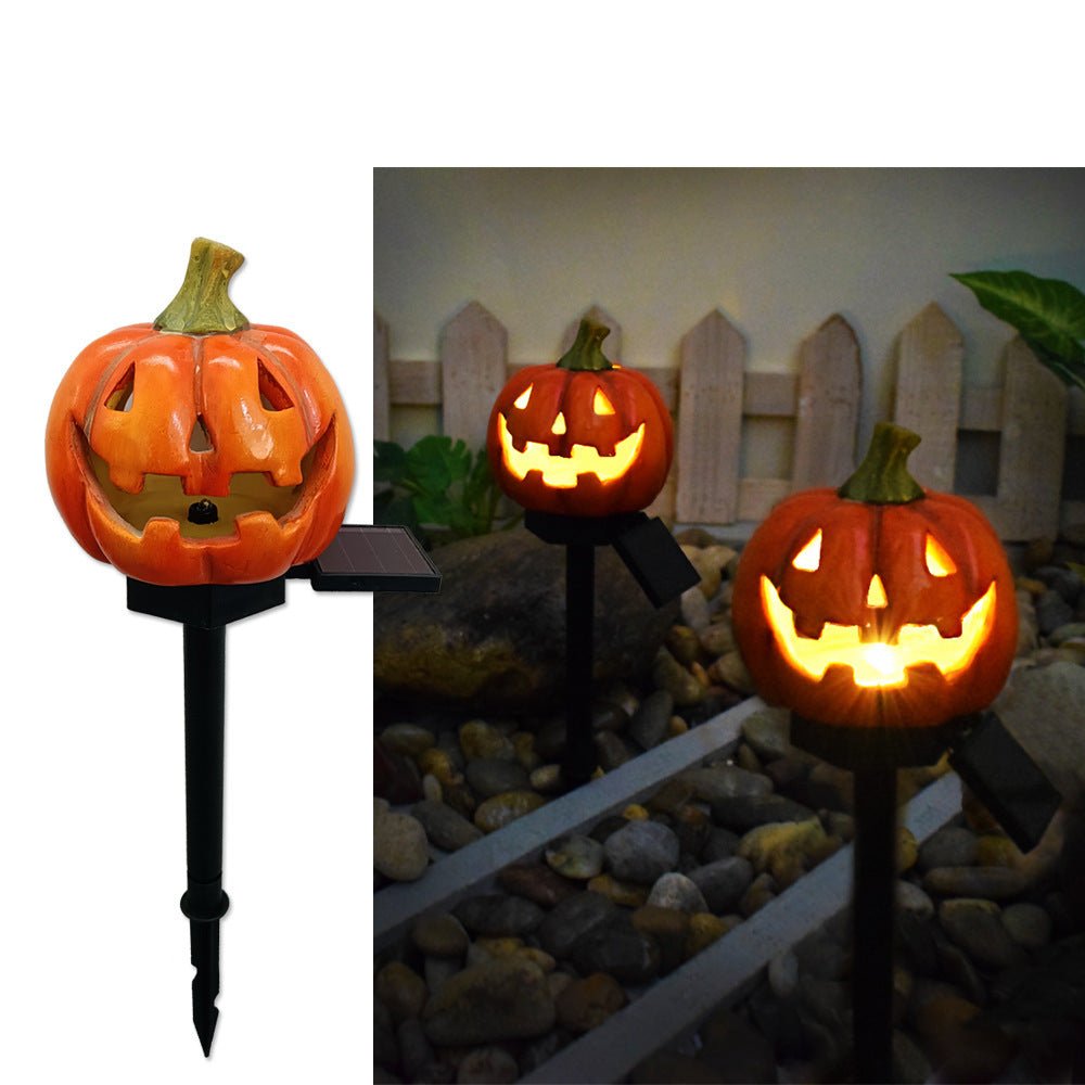 Creative Solar Outdoor Garden Halloween Pumpkin Lantern Resin Handicrafts Garden Festival Atmosphere Decorative Insert Light - 0 - Scribble Snacks