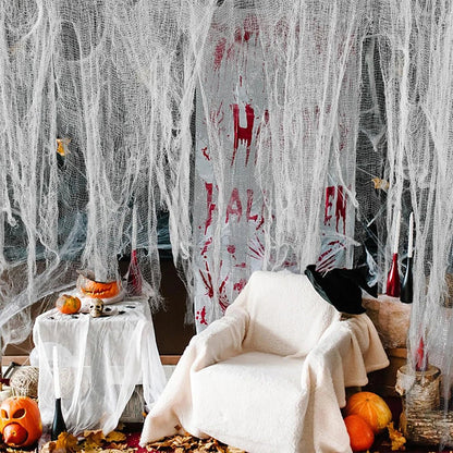 Creepy Halloween Cloth Decor - Halloween - Spider Webs & Gauze Decorations - Scribble Snacks