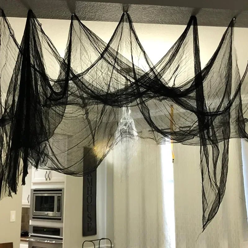 Creepy Stripe Gauze Halloween Decor - Halloween - Spider Webs & Gauze Decorations - Scribble Snacks