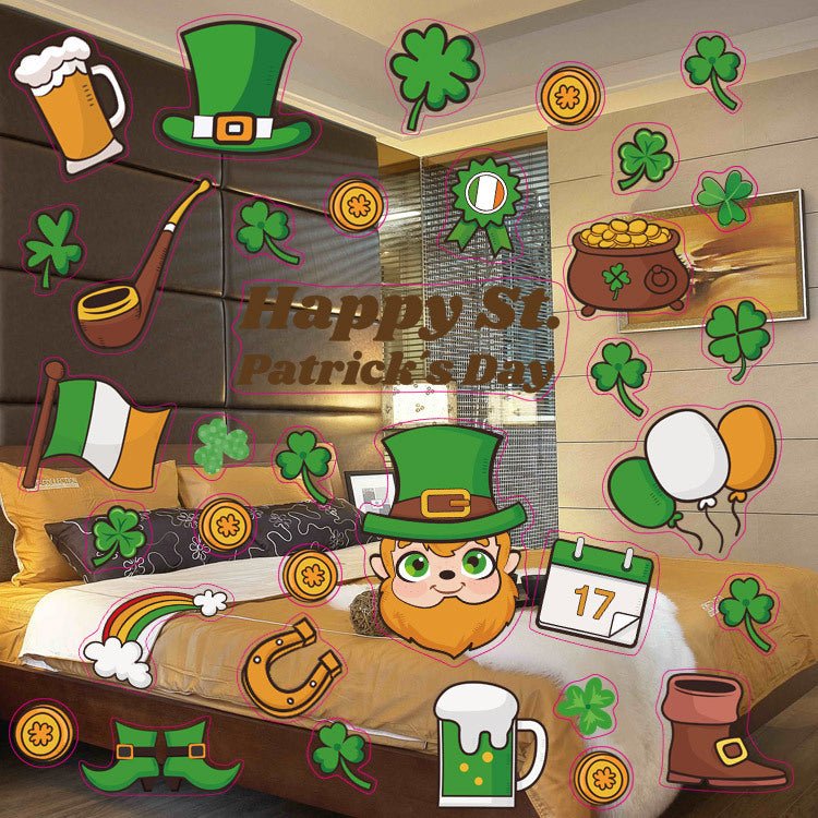 Cross - border Irish Window Sticker St. Patrick's Day Window Sticker Clover Glass Sticker - 0 - Scribble Snacks