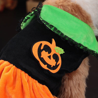 Cross - border New Arrival Pet Costume Halloween Classic Pumpkin Skirt Bichon Teddy Dog Cat Christmas Clothes - 0 - Scribble Snacks