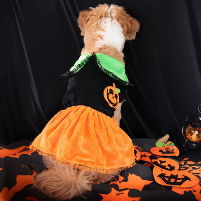 Cross - border New Arrival Pet Costume Halloween Classic Pumpkin Skirt Bichon Teddy Dog Cat Christmas Clothes - 0 - Scribble Snacks