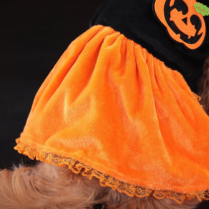 Cross - border New Arrival Pet Costume Halloween Classic Pumpkin Skirt Bichon Teddy Dog Cat Christmas Clothes - 0 - Scribble Snacks