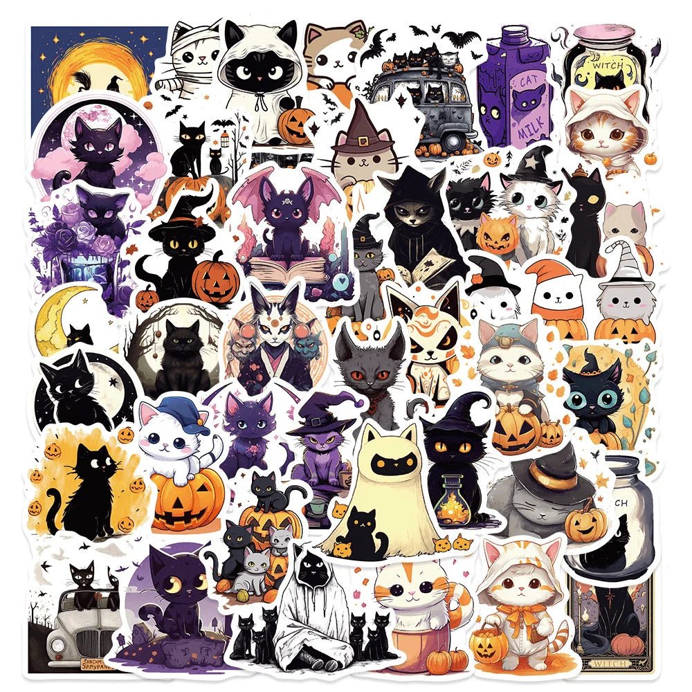 Cute Cat Snack Sticker Pack - Halloween - Stickers & Labels (including Scrapbooking, Wall Decals) - Scribble Snacks