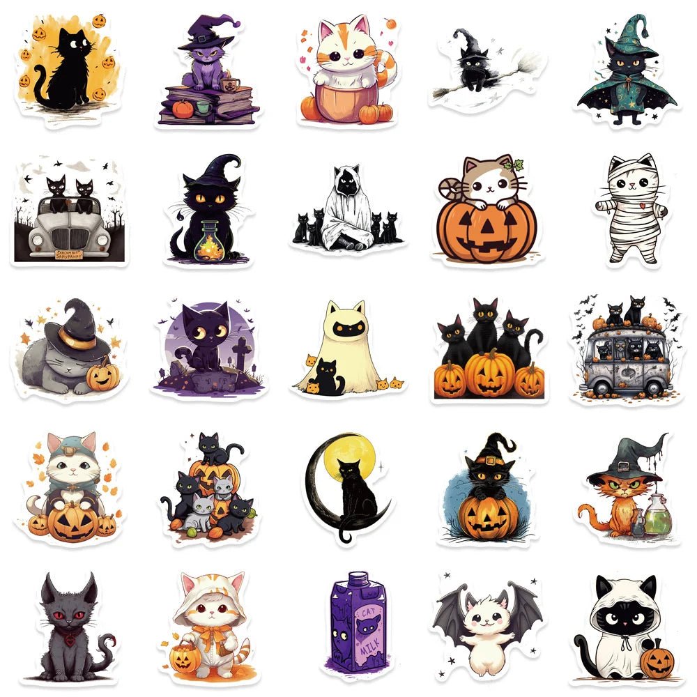 Cute Cat Snack Sticker Pack - Halloween - Stickers & Labels (including Scrapbooking, Wall Decals) - Scribble Snacks