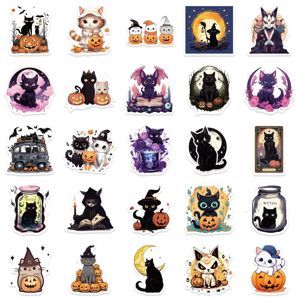 Cute Cat Snack Sticker Pack - Halloween - Stickers & Labels (including Scrapbooking, Wall Decals) - Scribble Snacks