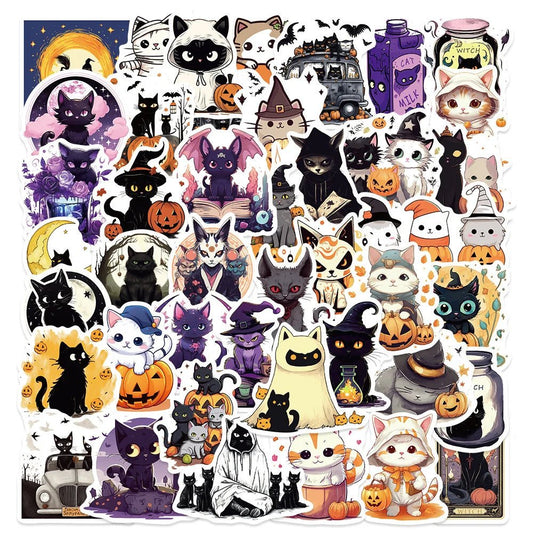 Cute Cat Snack Sticker Pack - Halloween - Stickers & Labels (including Scrapbooking, Wall Decals) - Scribble Snacks