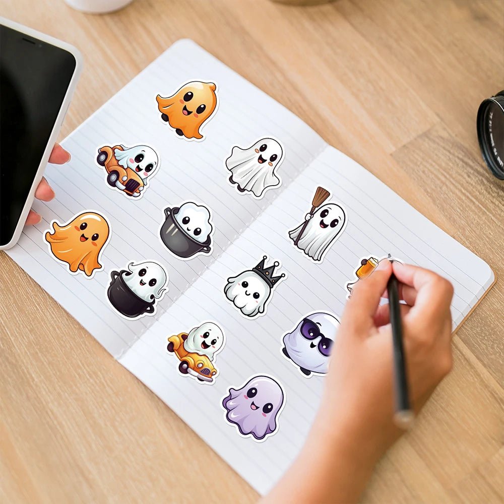 Cute Ghost Halloween Stickers Set - Halloween - Stickers & Labels (including Scrapbooking, Wall Decals) - Scribble Snacks