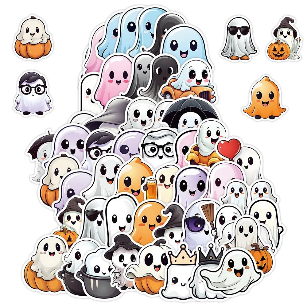 Cute Ghost Halloween Stickers Set - Halloween - Stickers & Labels (including Scrapbooking, Wall Decals) - Scribble Snacks