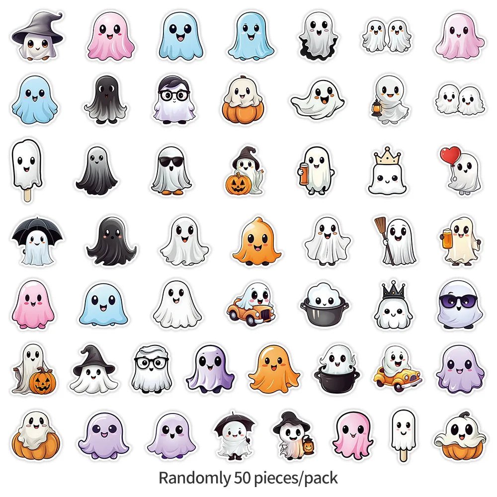 Cute Ghost Halloween Stickers Set - Halloween - Stickers & Labels (including Scrapbooking, Wall Decals) - Scribble Snacks