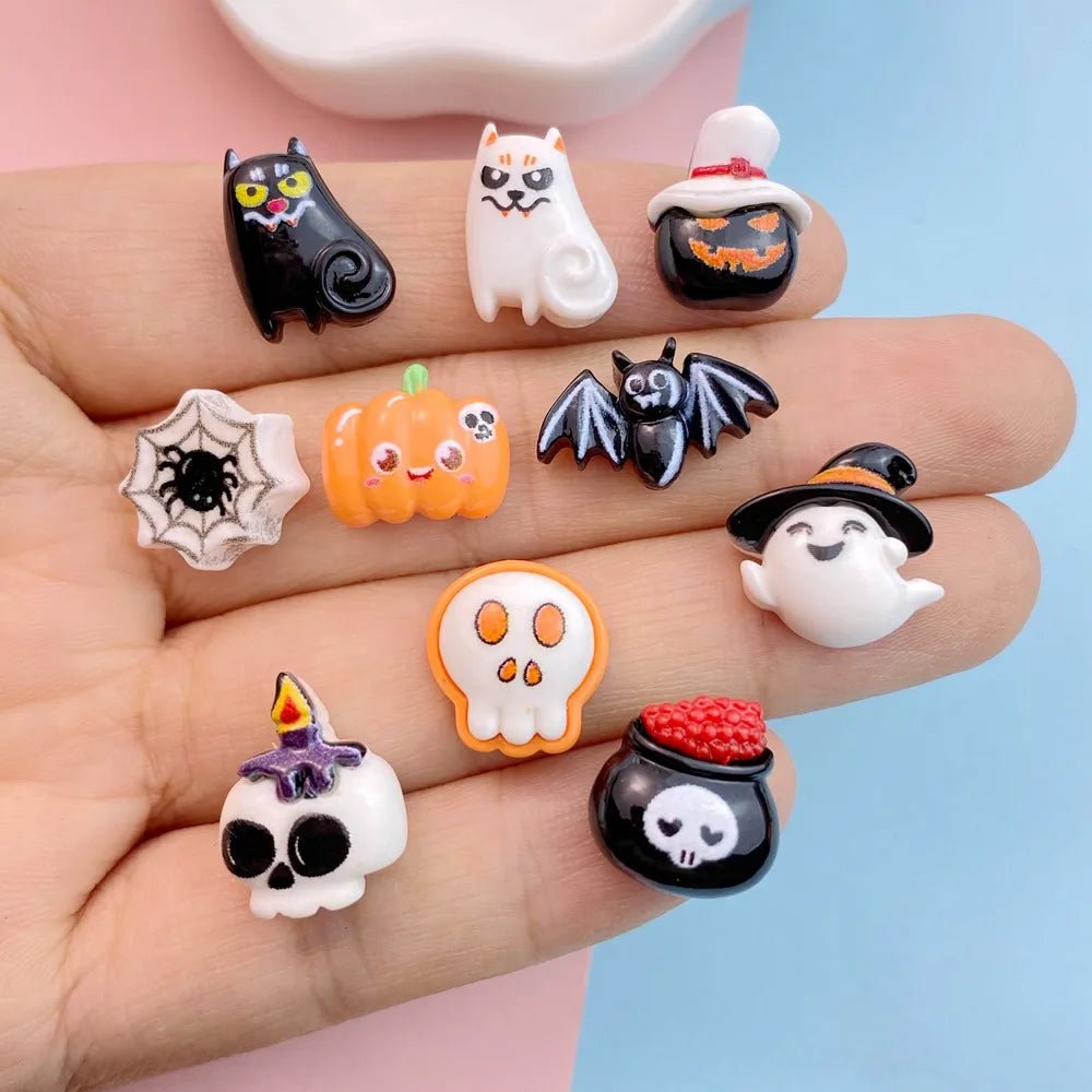 Cute Halloween Animal Embellishments Set - Halloween - Resin Ornaments & Charms - Scribble Snacks