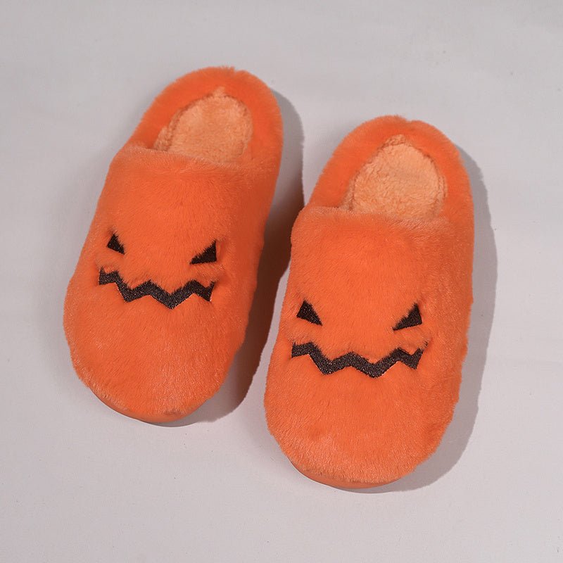 Cute Halloween Pumpkin Slippers Winter Warm Plush Bedroom Floor Home Slippers Casual Slip On Comfortable Cozy Indoor House Shoes - 4 - Scribble Snacks