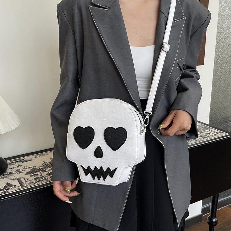 Cute Halloween Skull Small Shoulder Bags With Love Eyes Fashion Personality Crossbody Bag For Girls Women - 4 - Scribble Snacks