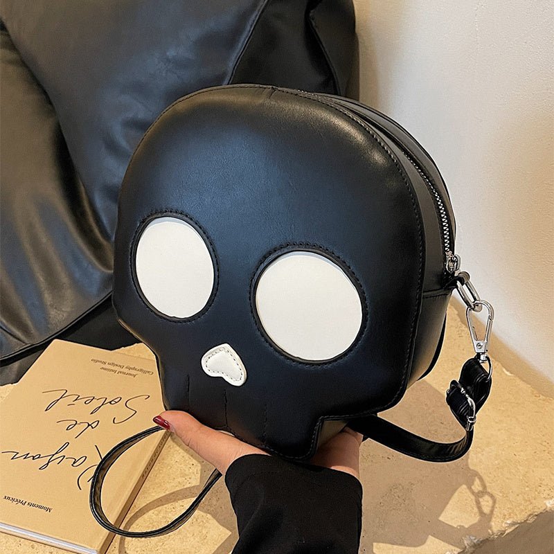 Cute Skull Small Round Bag Girls Halloween Personality Fashion Shoulder Bags Women's Crossbody Bag - 4 - Scribble Snacks