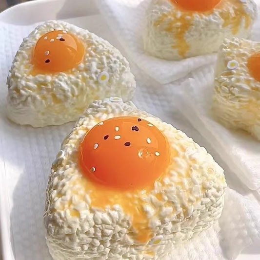 Close-up of the egg yolk rice ball squishy
