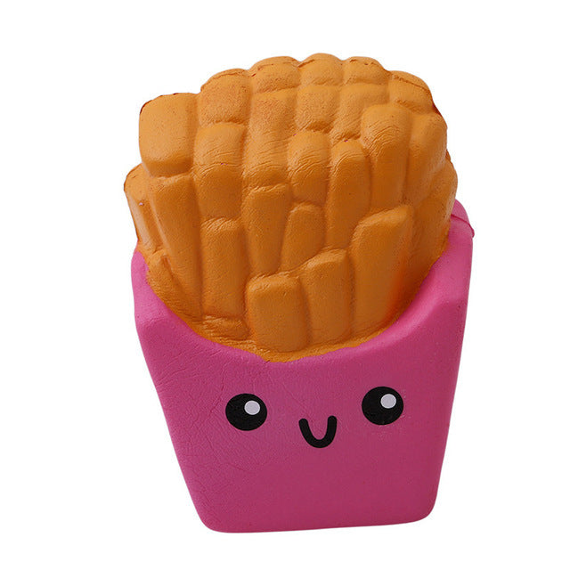 Pink French Fries slow-rise squishy stress toy