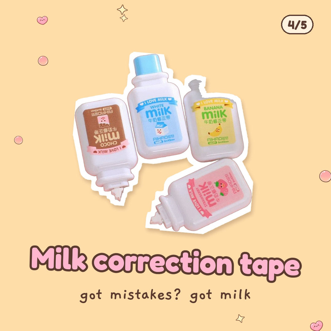 Milk bottle correction tape, one of the items in the Desk Snack Attack Gift Box