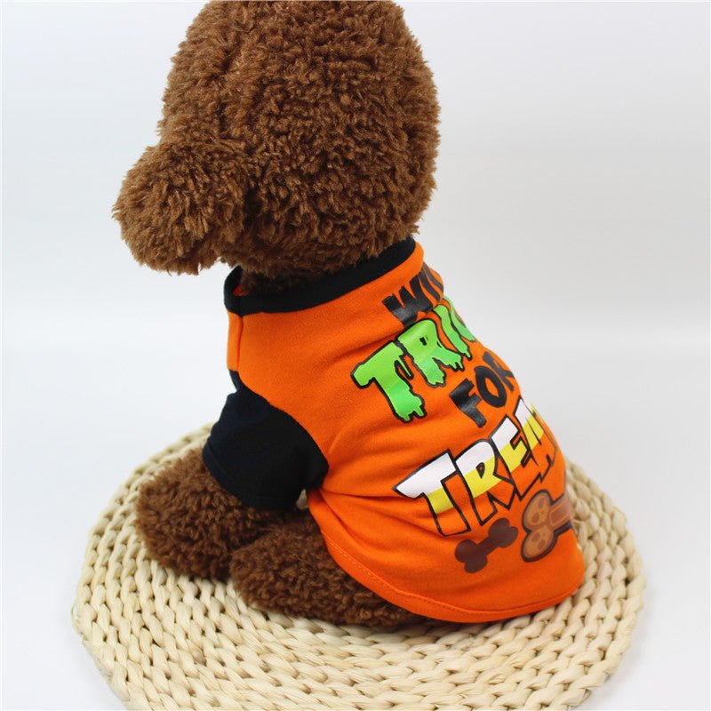 Dog clothes spring and summer clothes cartoon print T-shirt Teddy Bichon pet costume wholesale pet Halloween clothes - 0 - Scribble Snacks