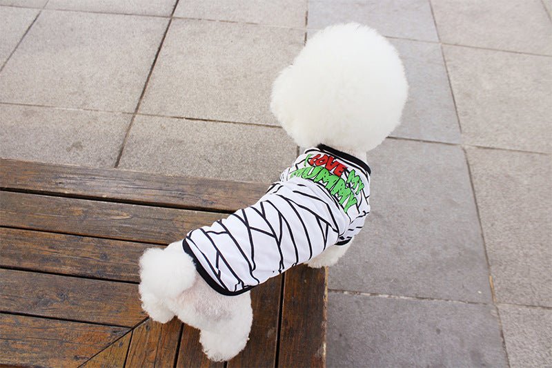 Dog clothes spring and summer clothes cartoon print T-shirt Teddy Bichon pet costume wholesale pet Halloween clothes - 0 - Scribble Snacks