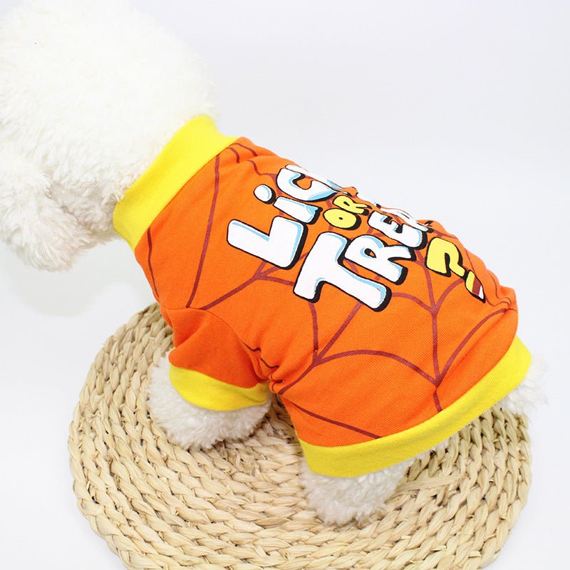 Dog clothes spring and summer clothes cartoon print T-shirt Teddy Bichon pet costume wholesale pet Halloween clothes - 0 - Scribble Snacks