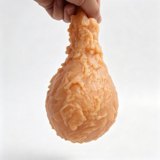 Jumbo fried chicken drumstick squishy, about 20 cm