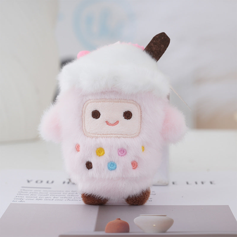 Bubble Tea Cup Plush Keychain - Strawberry