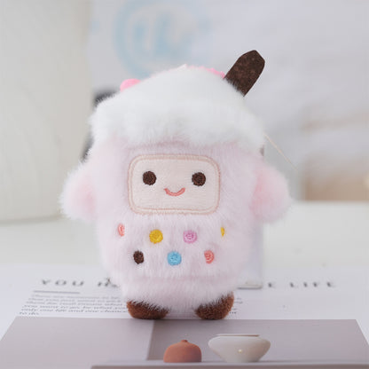 Bubble Tea Cup Plush Keychain - Strawberry