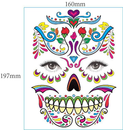 European And American Halloween Face Tattoo Stickers Day Of The Dead - 0 - Scribble Snacks