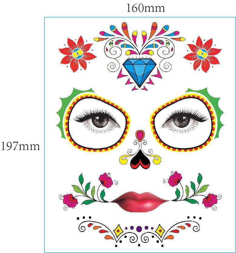 European And American Halloween Face Tattoo Stickers Day Of The Dead - 0 - Scribble Snacks