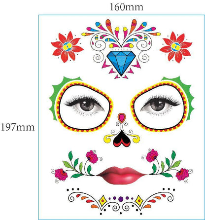 European And American Halloween Face Tattoo Stickers Day Of The Dead - 0 - Scribble Snacks