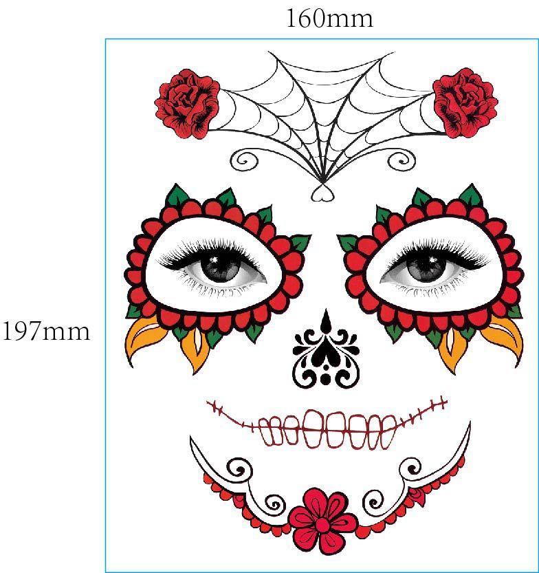 European And American Halloween Face Tattoo Stickers Day Of The Dead - 0 - Scribble Snacks