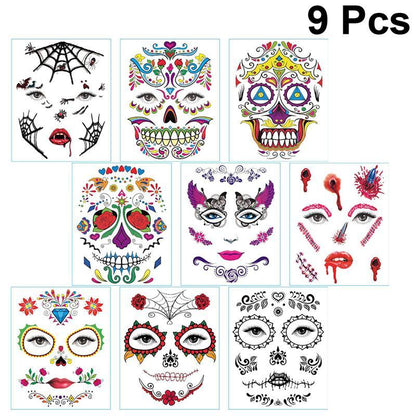 European And American Halloween Face Tattoo Stickers Day Of The Dead - 0 - Scribble Snacks