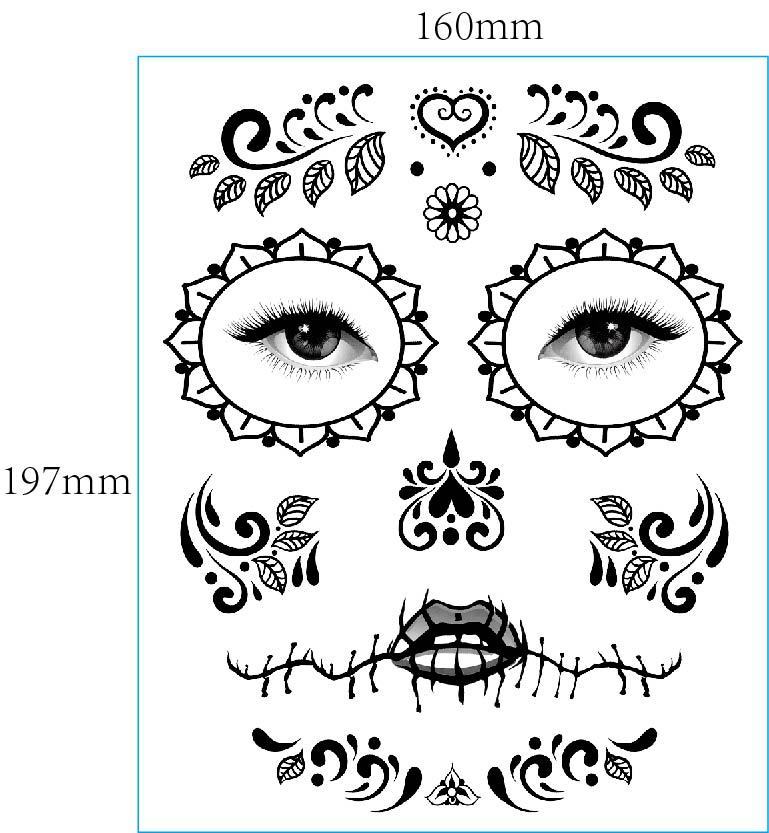 European And American Halloween Face Tattoo Stickers Day Of The Dead - 0 - Scribble Snacks