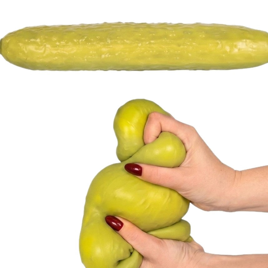 Giant pickle squishy being squeezed