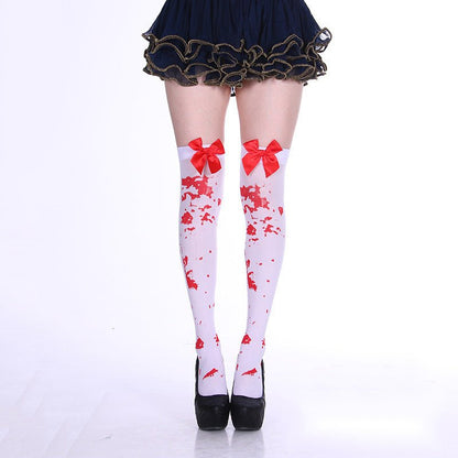 Fashion Halloween Candy Color Bowknot Stockings Costume Props - 0 - Scribble Snacks