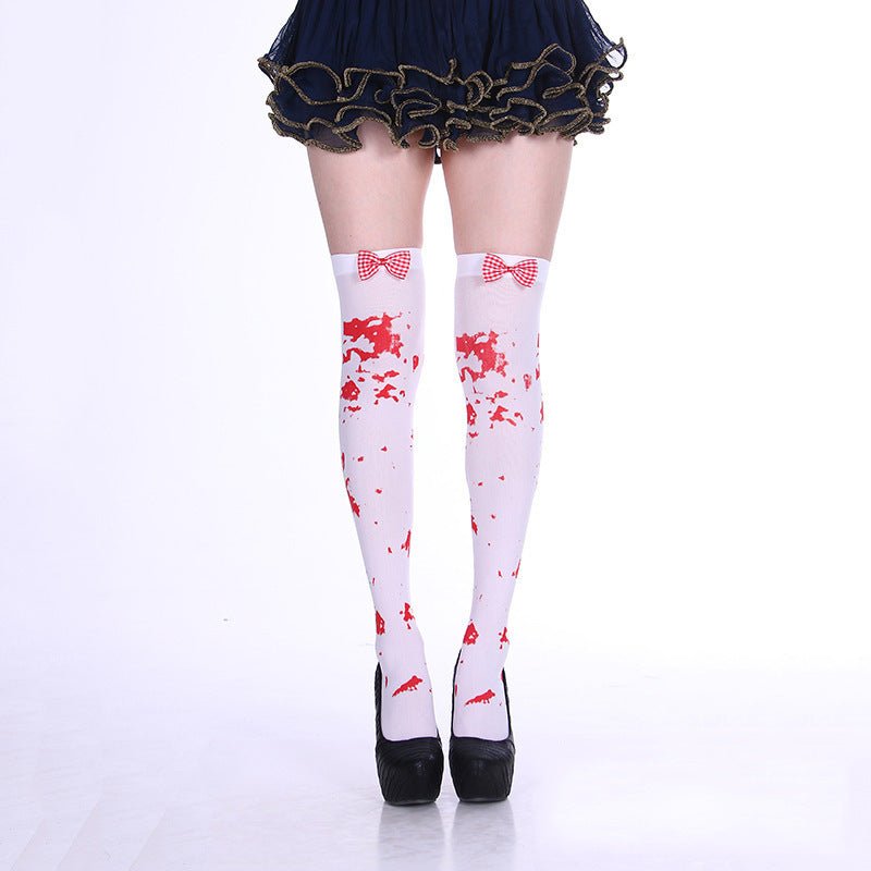 Fashion Halloween Candy Color Bowknot Stockings Costume Props - 0 - Scribble Snacks