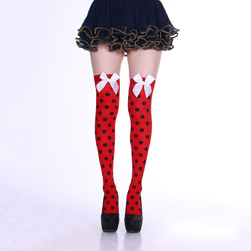 Fashion Halloween Candy Color Bowknot Stockings Costume Props - 0 - Scribble Snacks